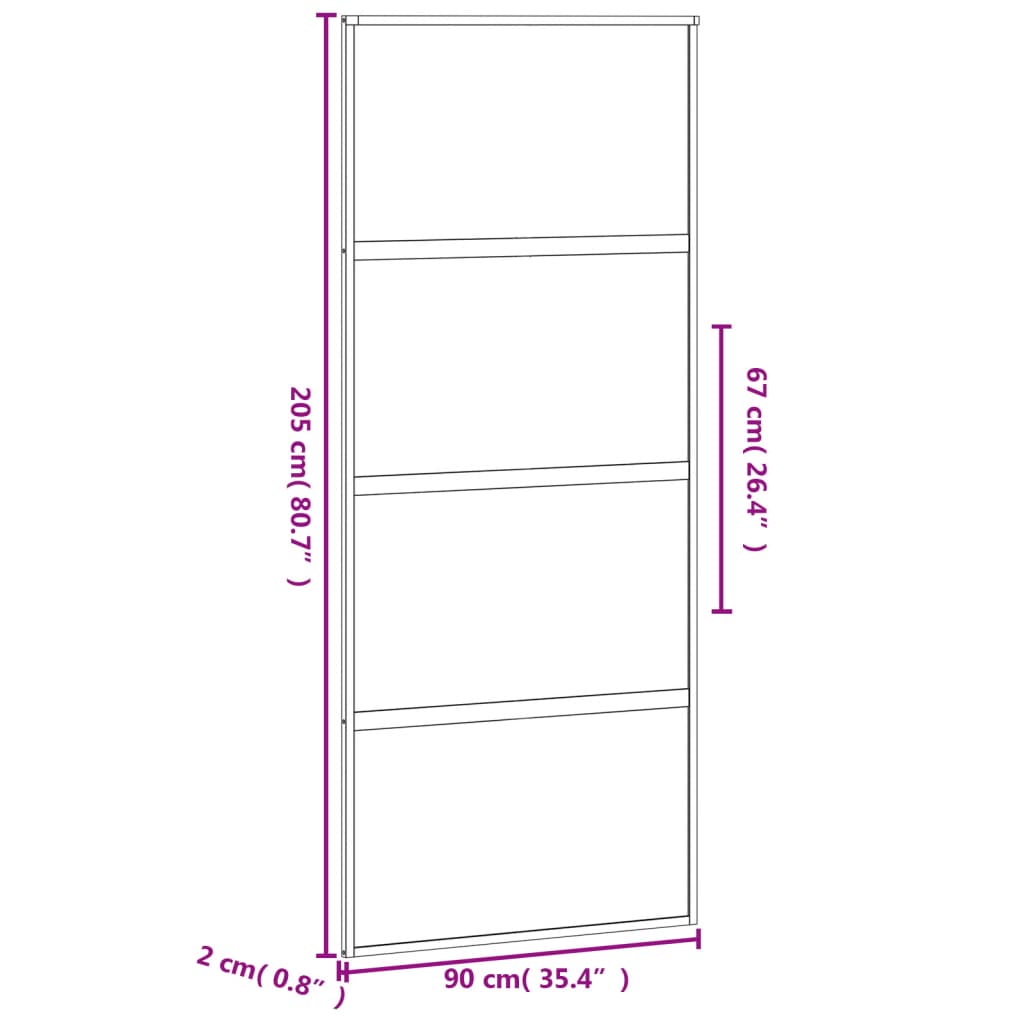 vidaXL Porte coulissante noir 90x205 cm verre trempé aluminium