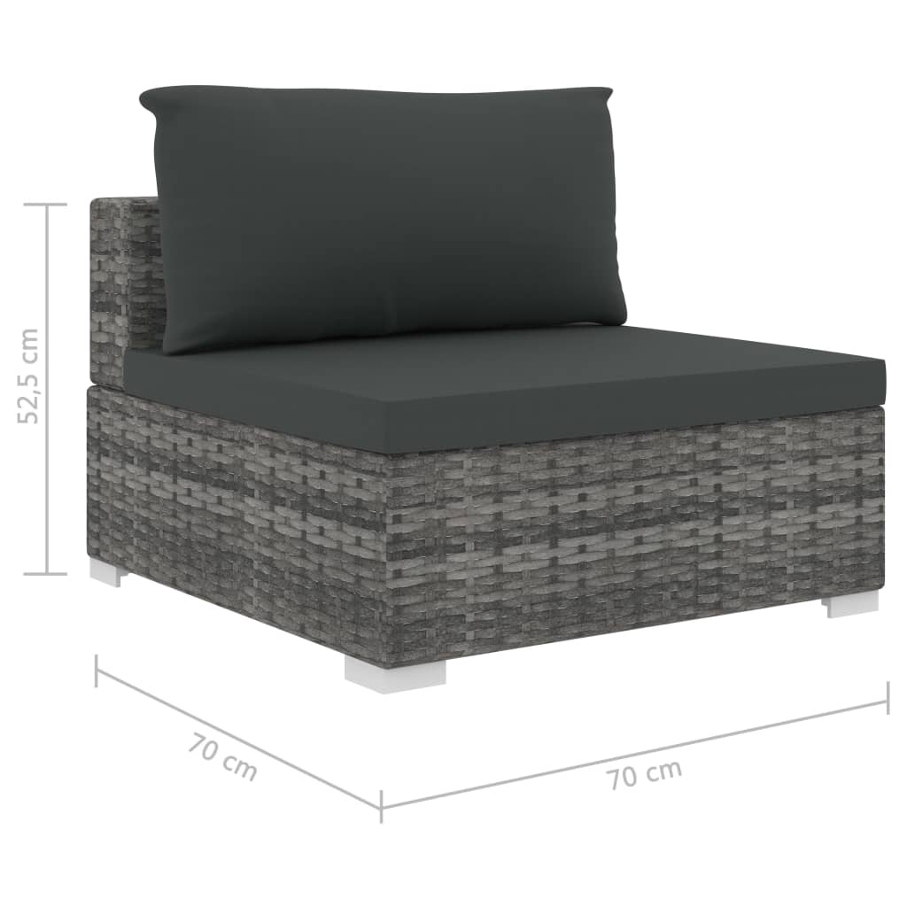 vidaXL Salon de jardin 12 pcs avec coussins résine tressée gris