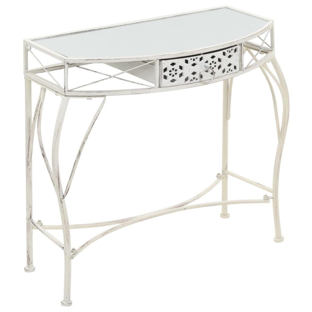 vidaXL Table d'appoint Style français Métal 82 x 39 x 76 cm Blanc
