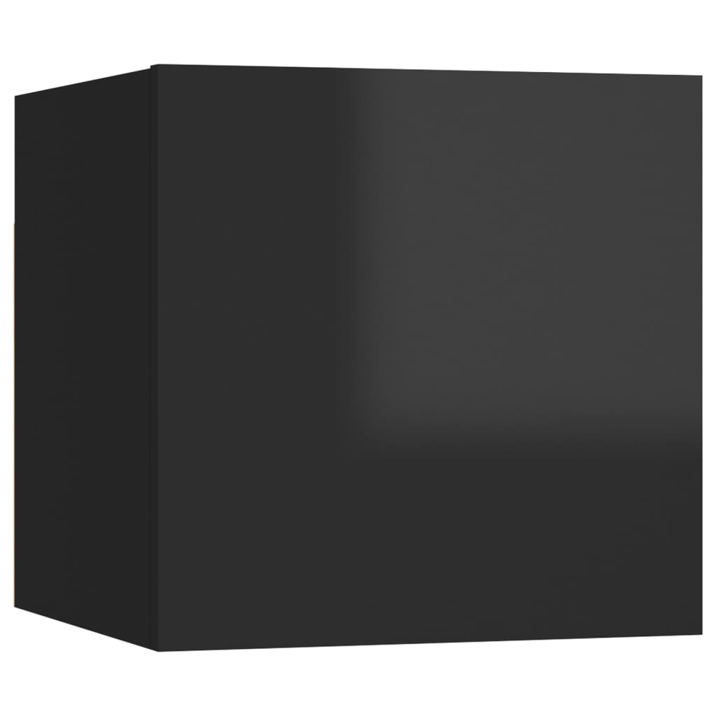 vidaXL Meubles TV muraux 4 pcs Noir brillant 30,5x30x30 cm