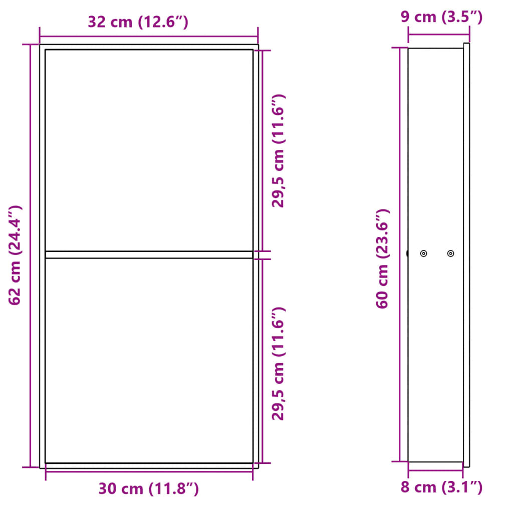 vidaXL Niche de douche noir mat 32x62x9 cm acier inoxydable