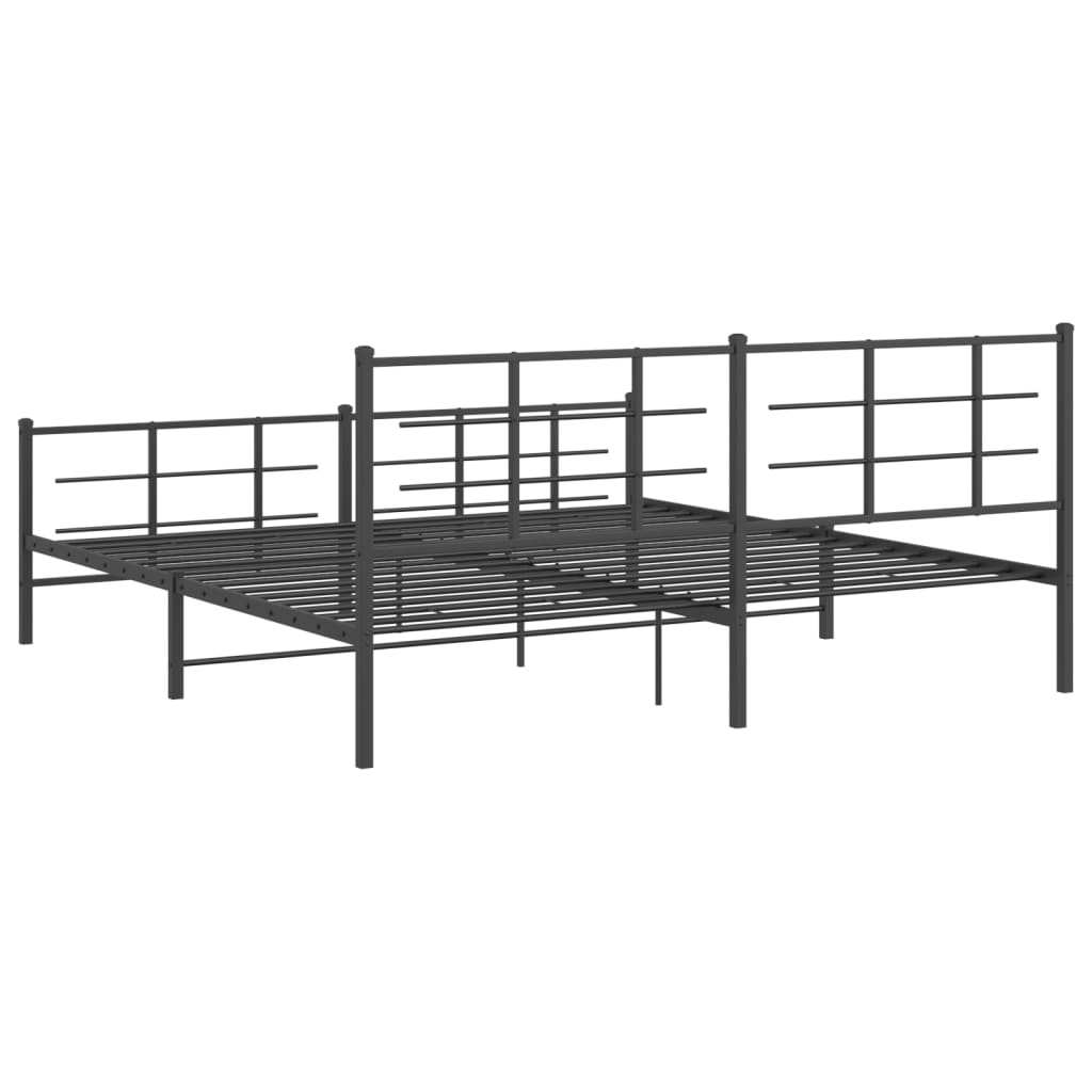 vidaXL Cadre de lit métal sans matelas avec pied de lit noir 200x200cm