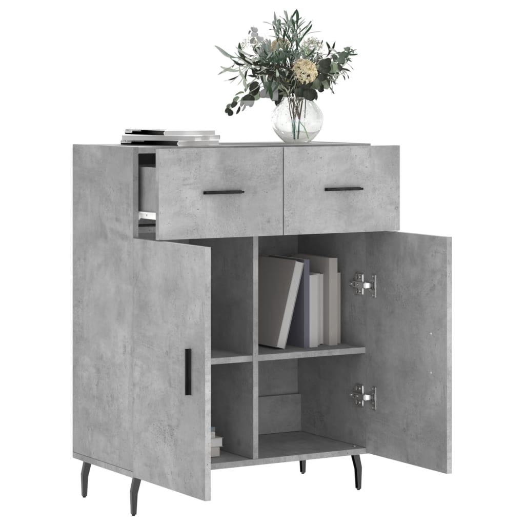 vidaXL Buffet gris béton 69,5x34x90 cm bois d'ingénierie