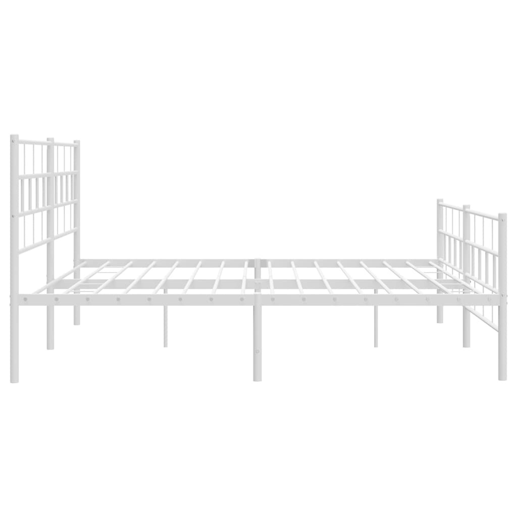 vidaXL Cadre de lit métal sans matelas et pied de lit blanc 180x200 cm