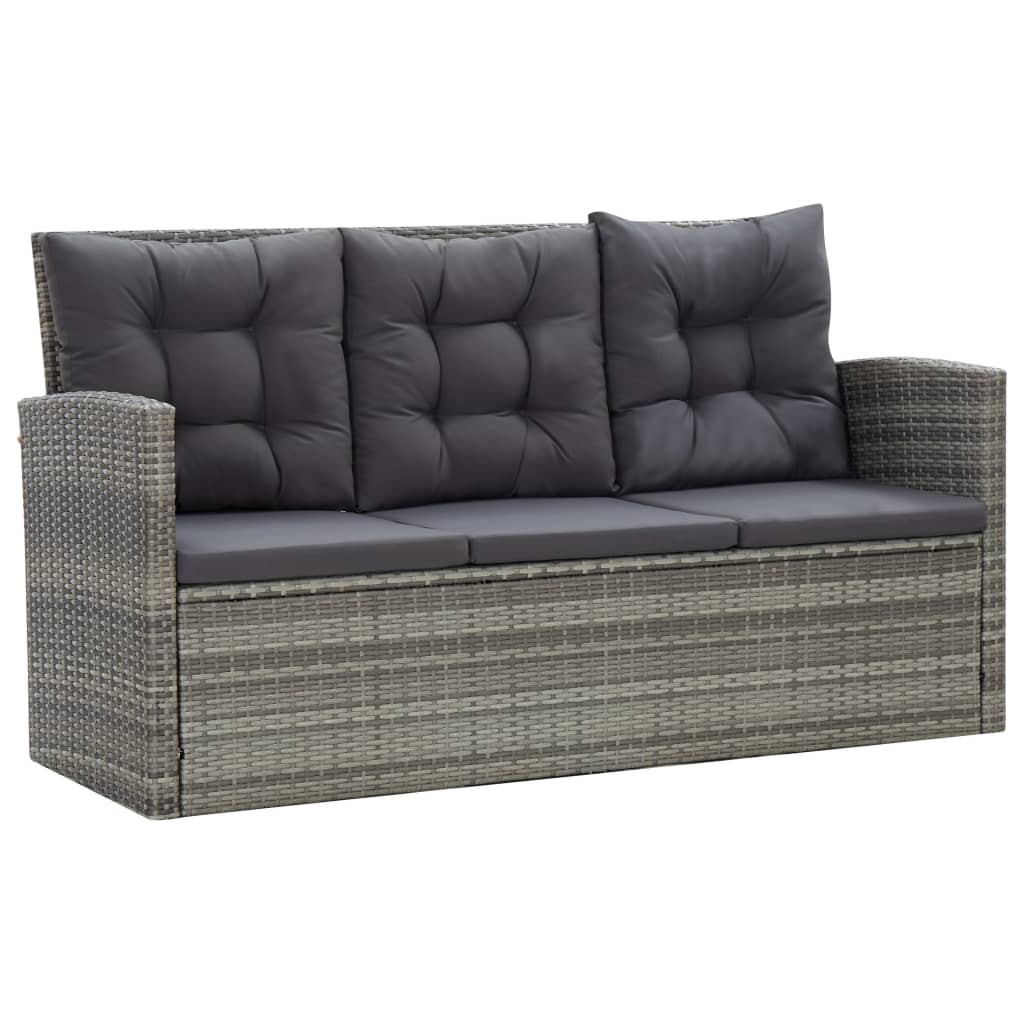 vidaXL Mobilier à dîner de jardin 5pcs et coussins Résine tressée Gris