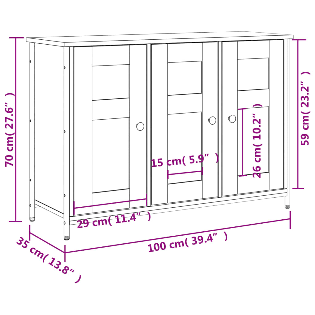 vidaXL Buffet sonoma gris 100x35x70 cm bois d'ingénierie