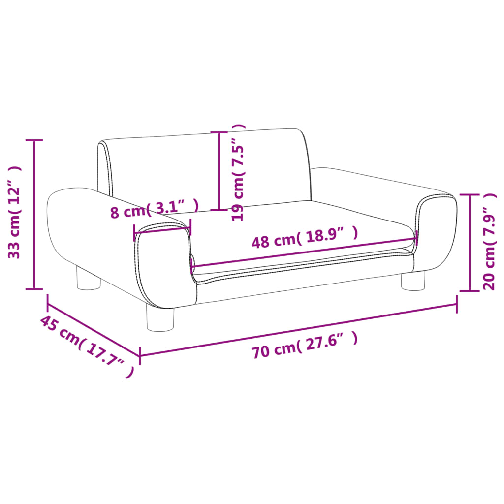 vidaXL Canapé pour enfants gris foncé 70x45x33 cm velours