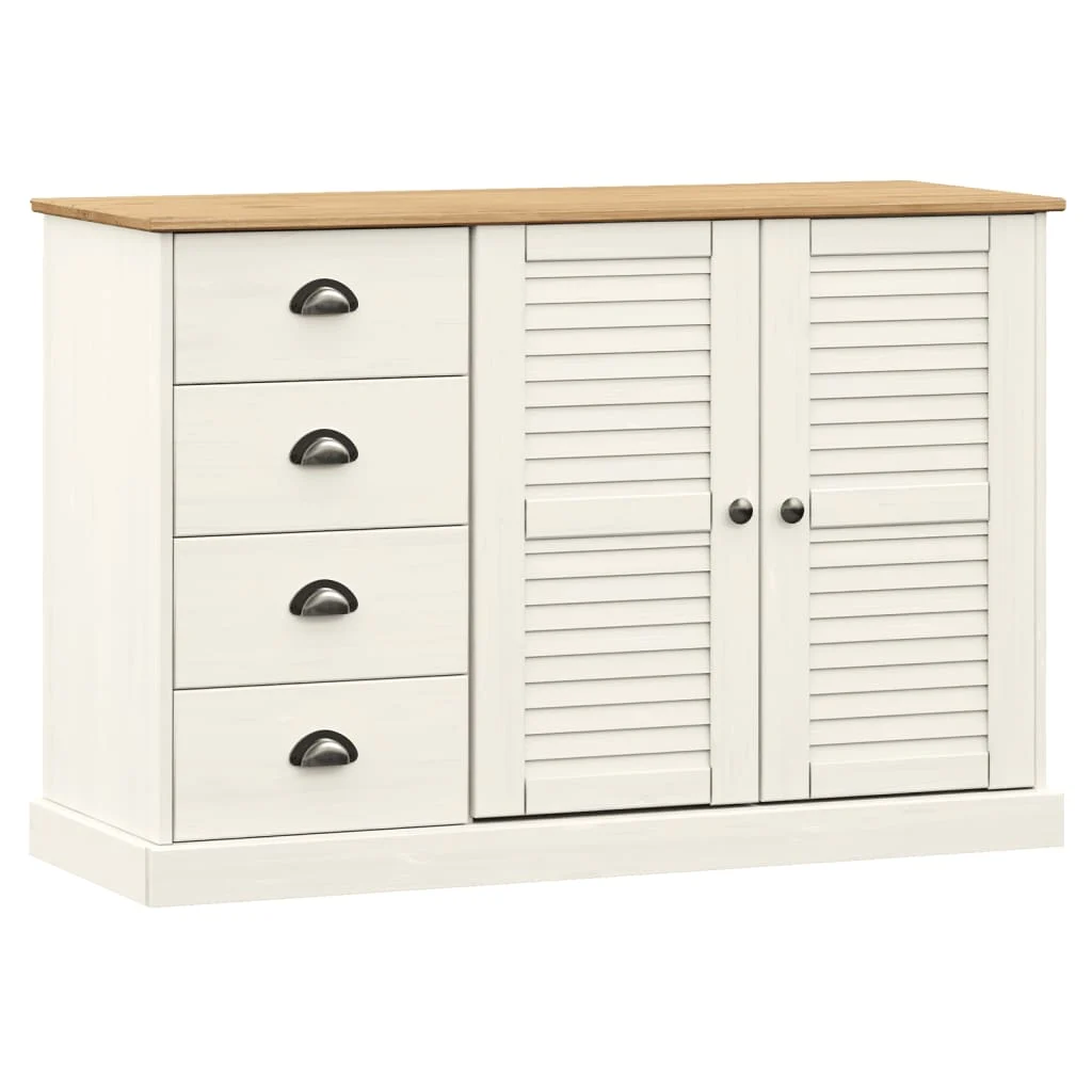 vidaXL Buffet avec tiroirs VIGO 113x40x75 cm blanc bois massif de pin