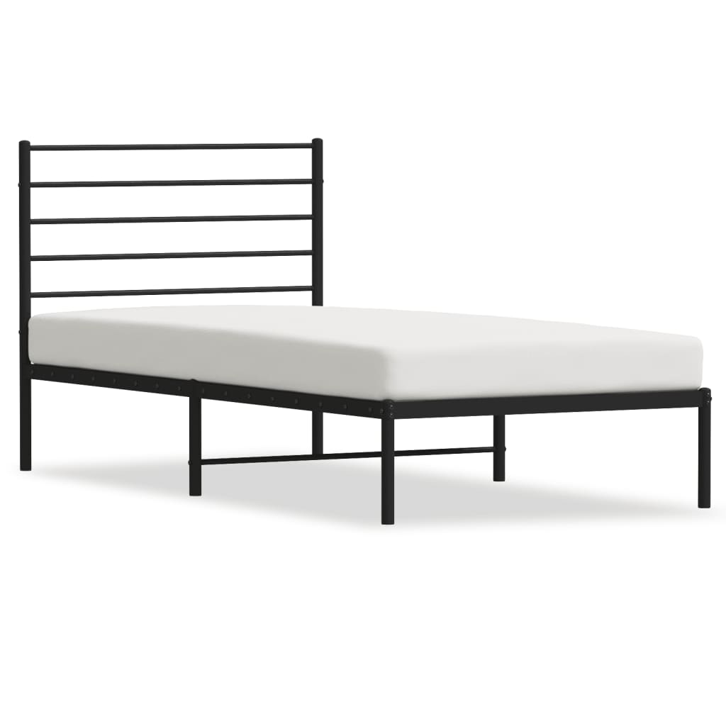 vidaXL Cadre de lit métal sans matelas avec tête de lit noir 90x190 cm