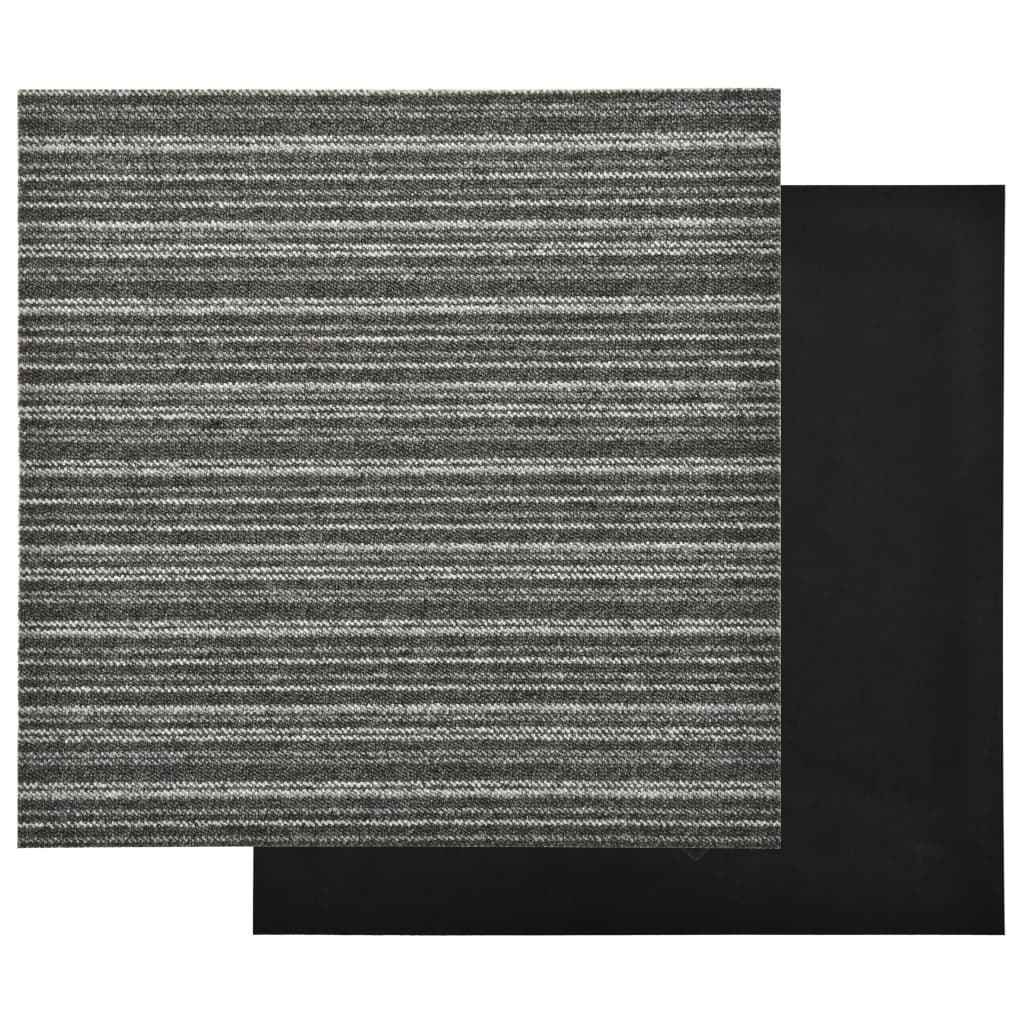 vidaXL Dalles de tapis de sol 20 pcs 5 m² 50x50 cm Anthracite rayé