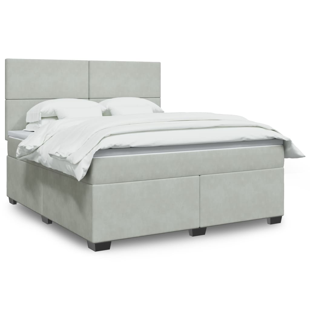 vidaXL Sommier à lattes de lit et matelas Gris clair 180x200cm Velours