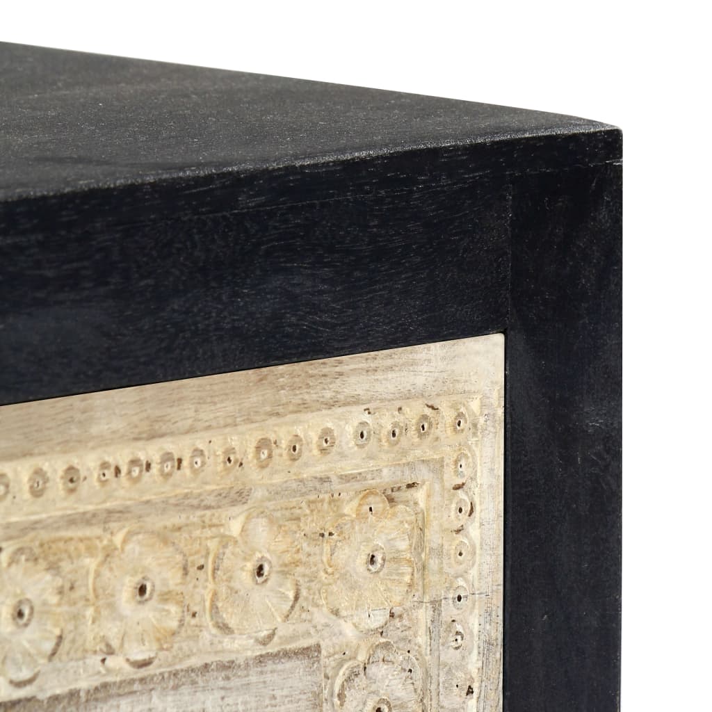 vidaXL Table de chevet sculptée à la main Gris 40x30x50 cm Manguier