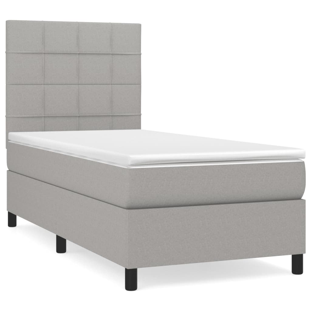 vidaXL Sommier à lattes de lit avec matelas Gris clair 90x200 cm Tissu