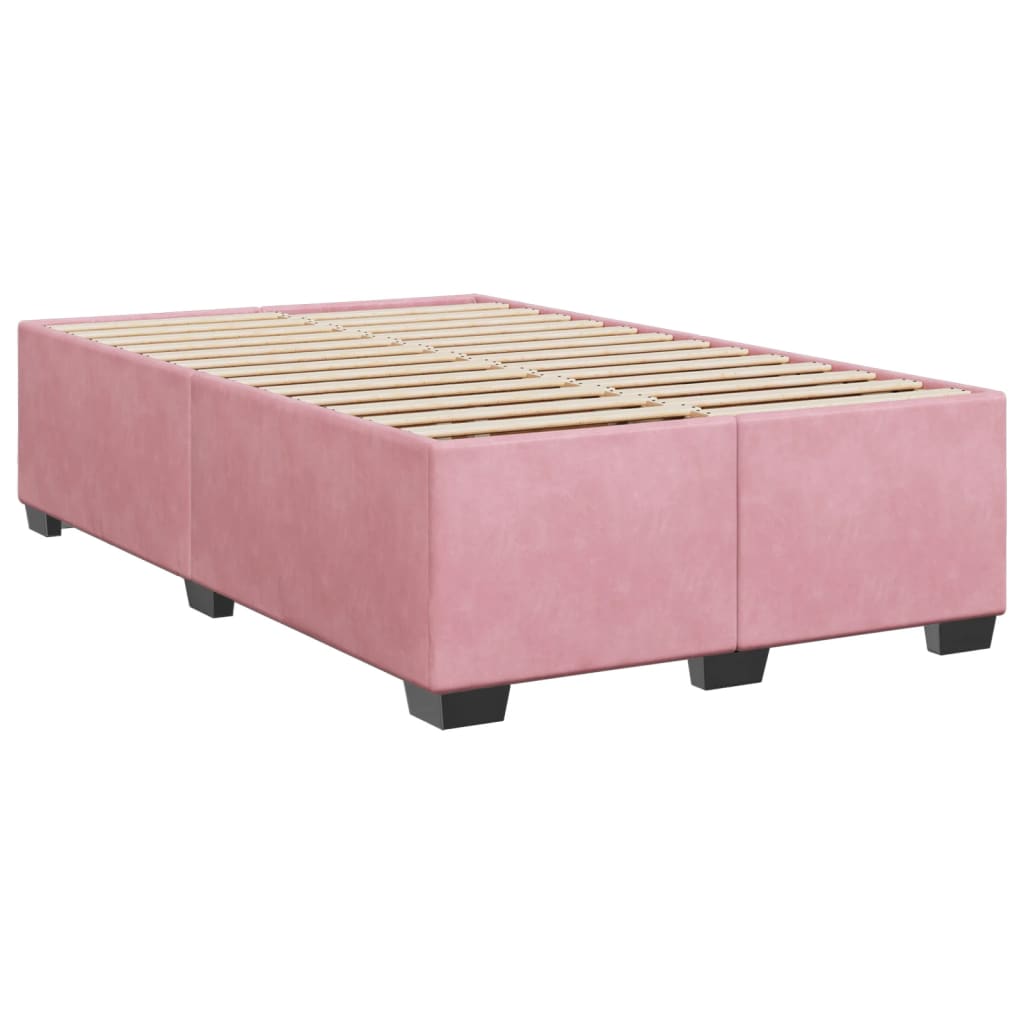 vidaXL Sommier à lattes de lit avec matelas Rose 120x200 cm Velours