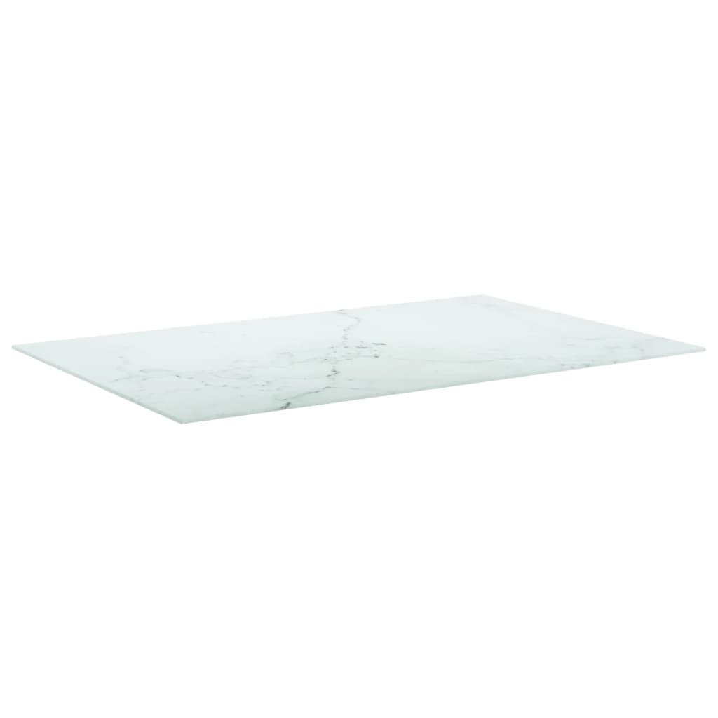 vidaXL Dessus de table Blanc 100x62 cm 8 mm Verre trempé design marbre