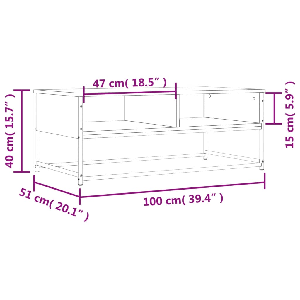 vidaXL Table basse noir 100x51x40 cm bois d'ingénierie