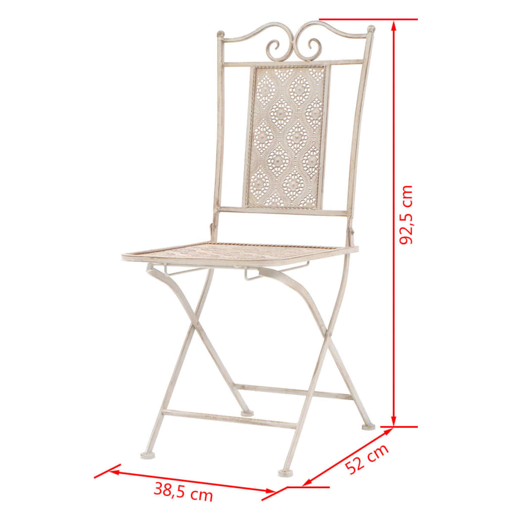 vidaXL Ensemble de bistro 3 pcs Acier Blanc