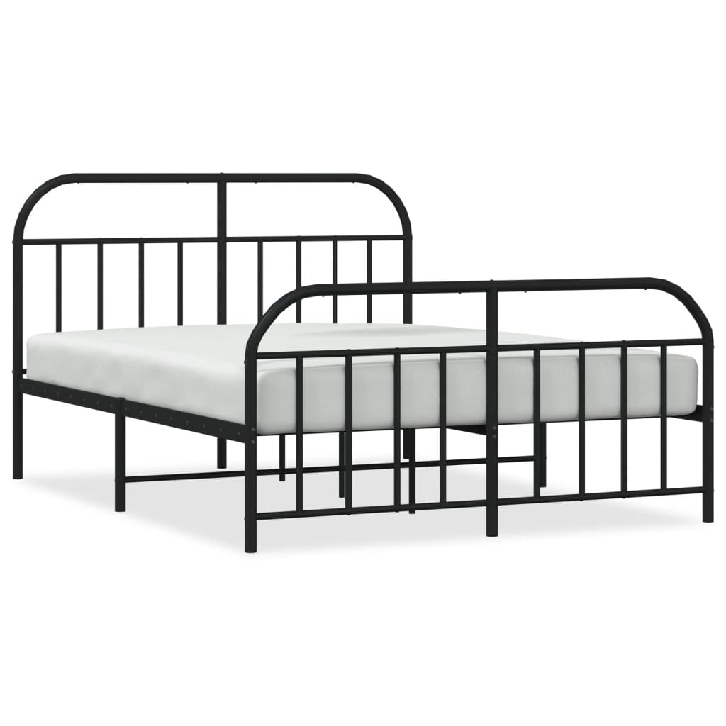 vidaXL Cadre de lit métal sans matelas avec pied de lit noir 135x190cm