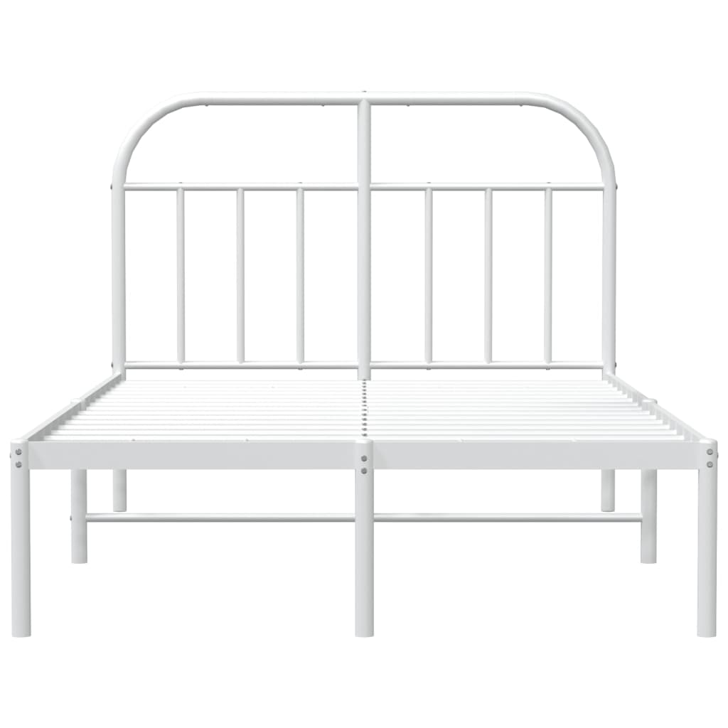 vidaXL Cadre de lit métal sans matelas et tête de lit blanc 135x190 cm