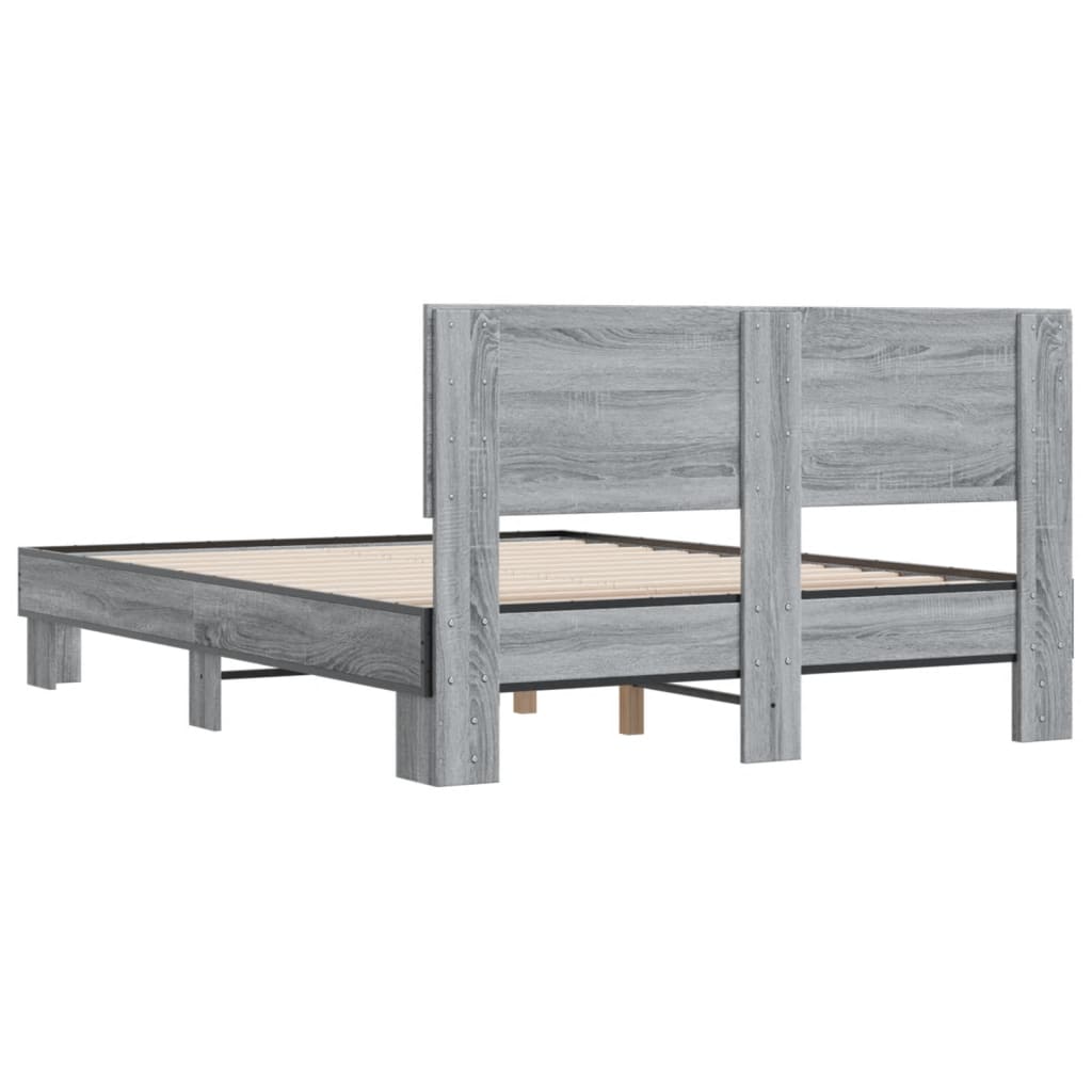 vidaXL Cadre de lit sans matelas sonoma gris 140x190 cm