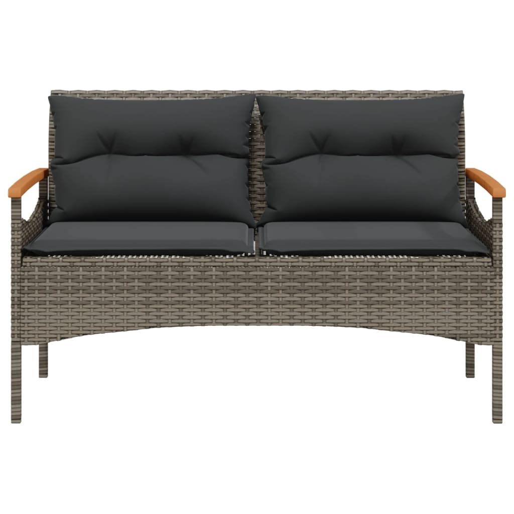 vidaXL Banc de jardin avec coussins 116x62,5x74 cm gris résine tressée