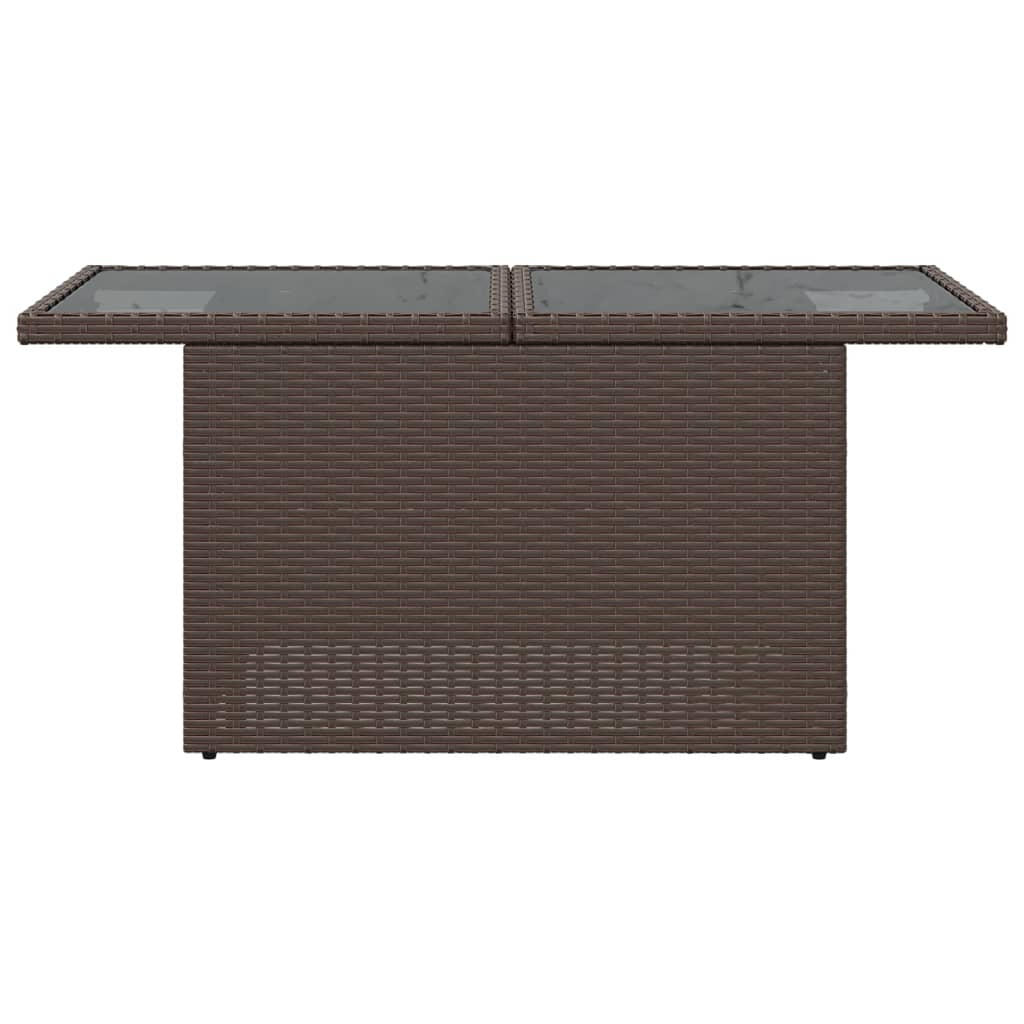 vidaXL Table de jardin dessus en verre marron 100x55x73 cm poly rotin