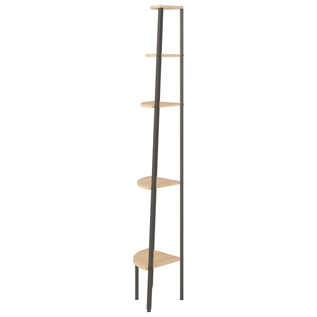 vidaXL Étagère d'angle 5 niveaux Marron clair et noir 45,5x31,5x180 cm