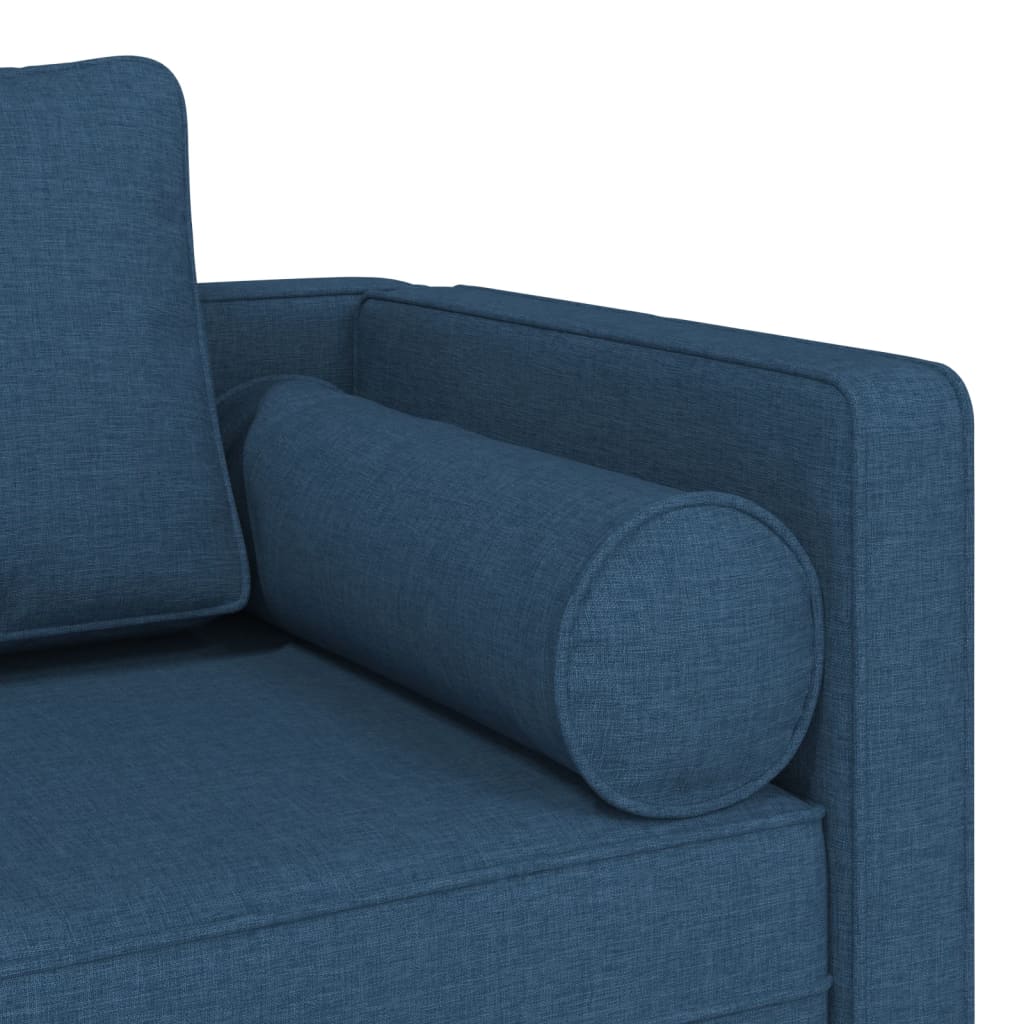 vidaXL Chaise longue avec coussins bleu tissu