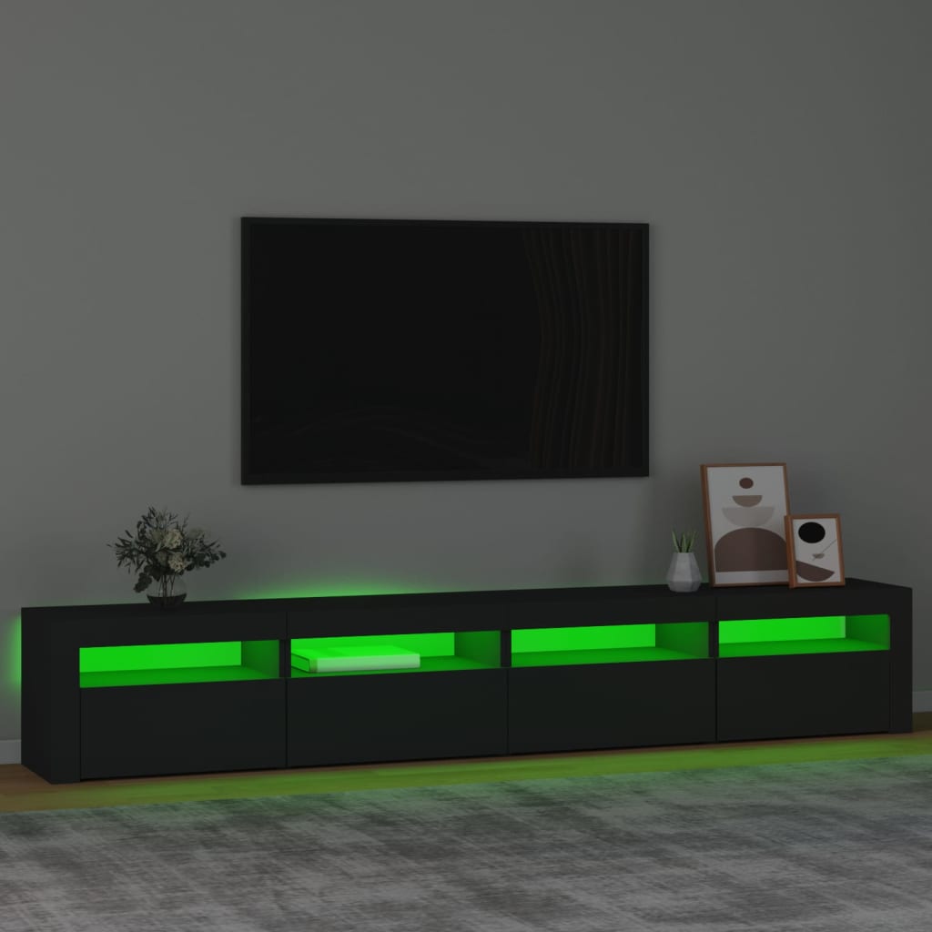 vidaXL Meuble TV avec lumières LED Noir 240x35x40 cm