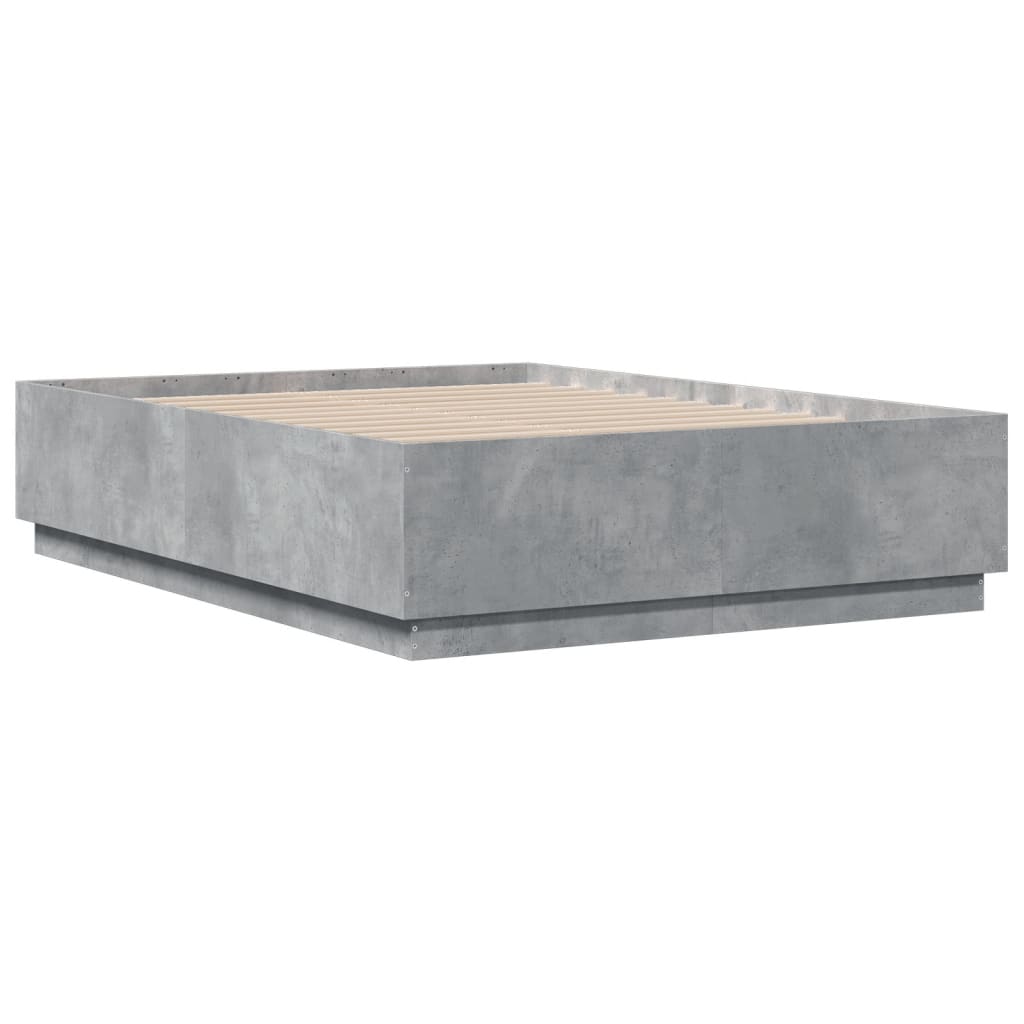 vidaXL Cadre de lit avec LED sans matelas gris béton 140x190 cm