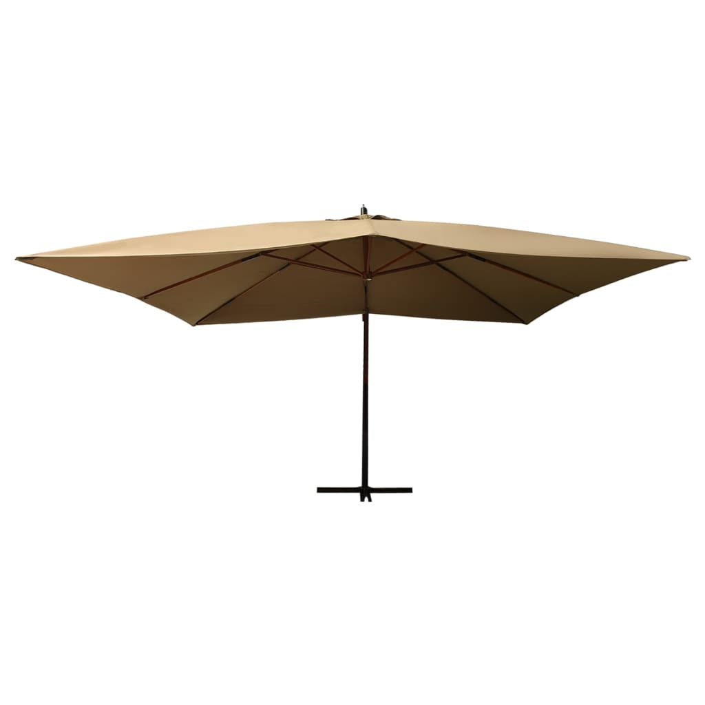 vidaXL Parasol de jardin en porte-à-faux avec mât en bois taupe