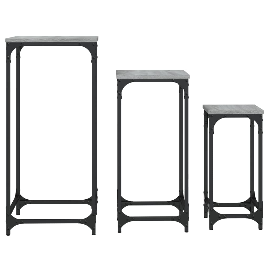 vidaXL Tables d’appoint gigognes 3 pcs sonoma gris bois d'ingénierie