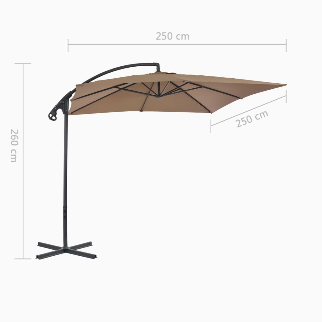 vidaXL Parasol de jardin en porte-à-faux avec poteau en acier taupe