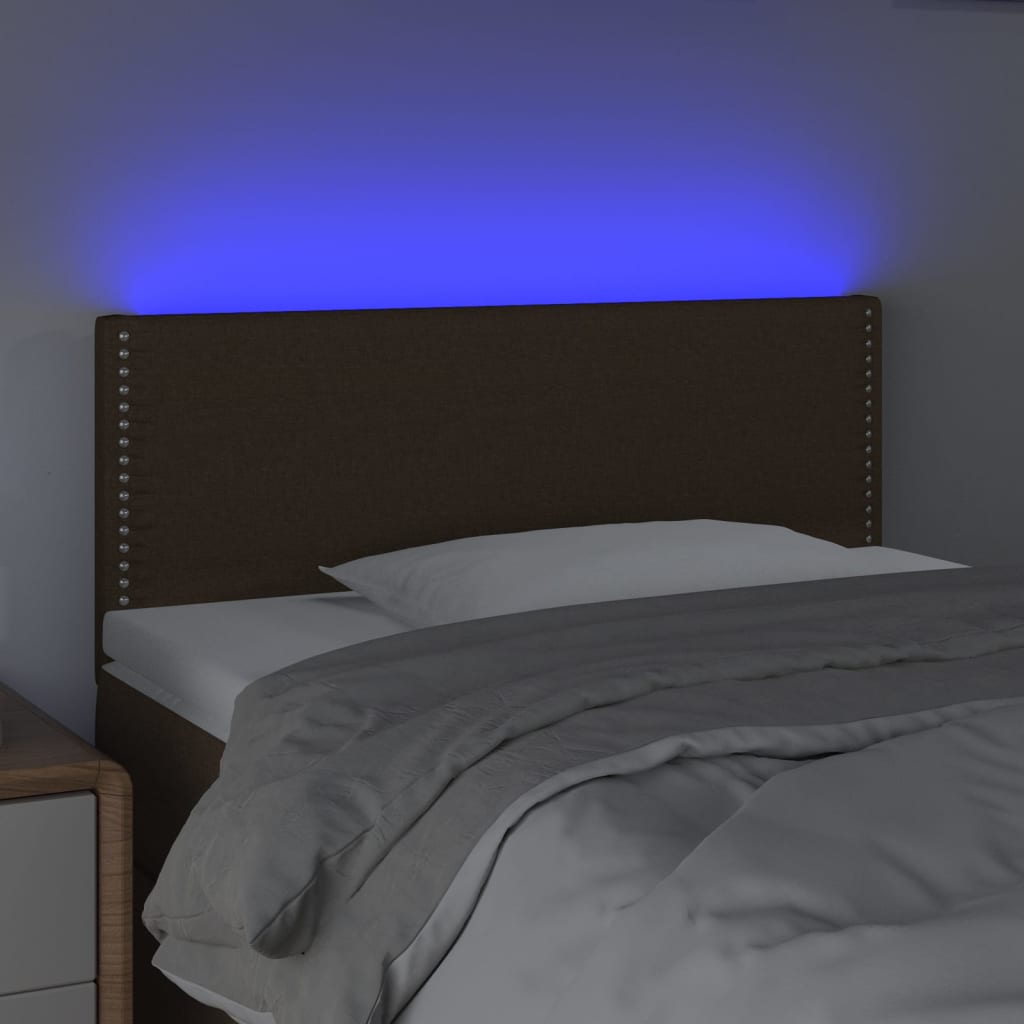 vidaXL Tête de lit à LED Marron Foncé 90x5x78/88 cm Tissu