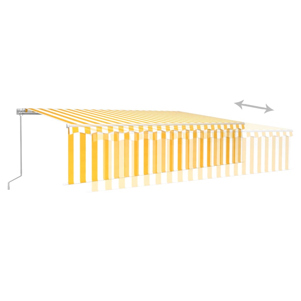 vidaXL Auvent manuel rétractable avec store LED 6x3 m Jaune et blanc