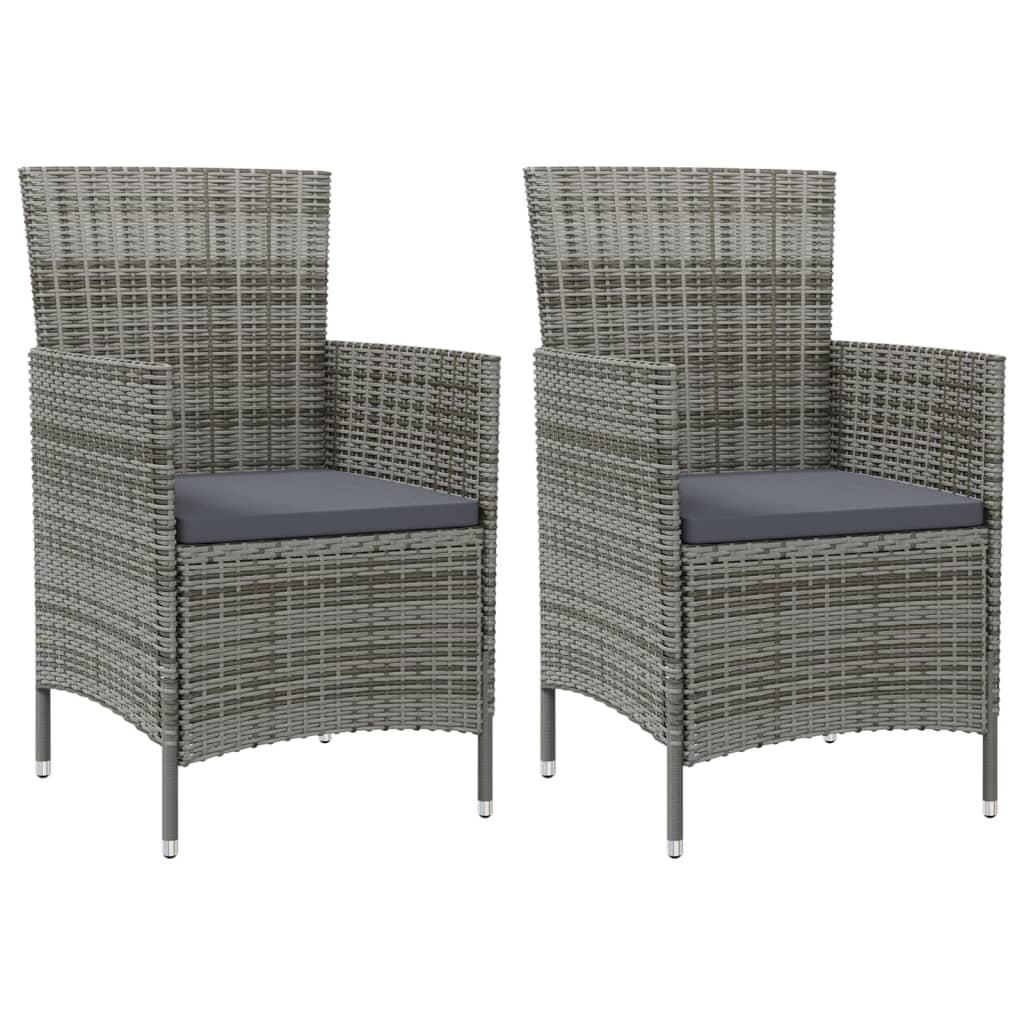 vidaXL Chaises de jardin avec coussins 2 pcs Résine tressée Gris