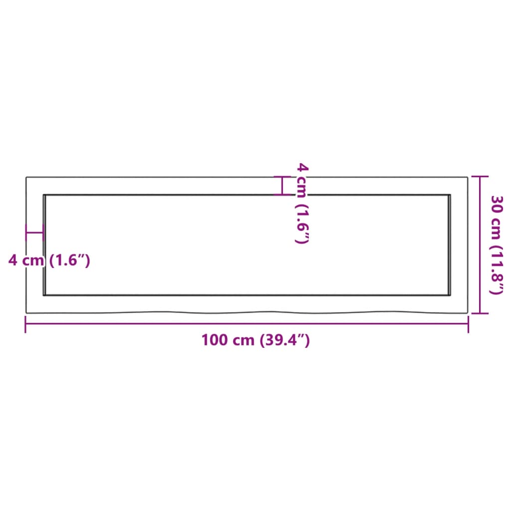 vidaXL Comptoir de salle de bain 100x30x(2-4)cm bois massif non traité