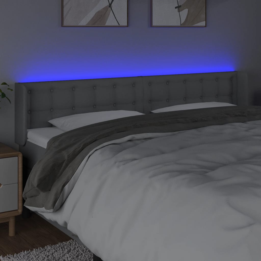 vidaXL Tête de lit à LED Gris clair 163x16x78/88 cm Tissu