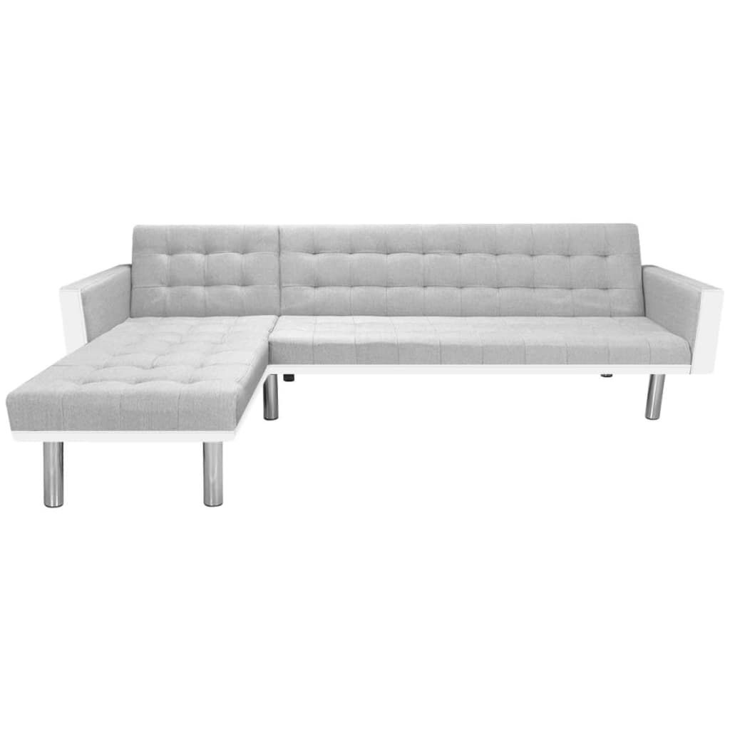 vidaXL Canapé-lit d'angle tissu 218 x 155 x 69 cm blanc et gris