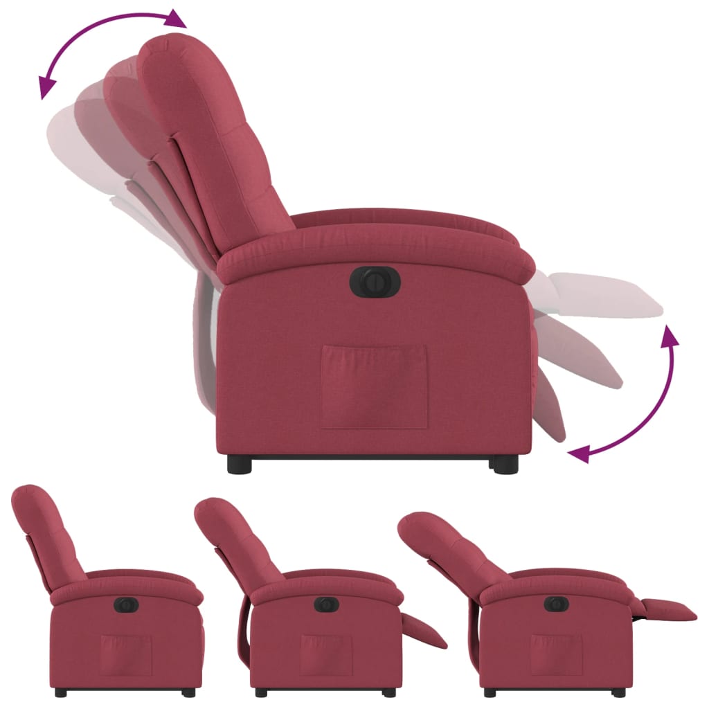 vidaXL Fauteuil inclinable électrique rouge bordeaux tissu