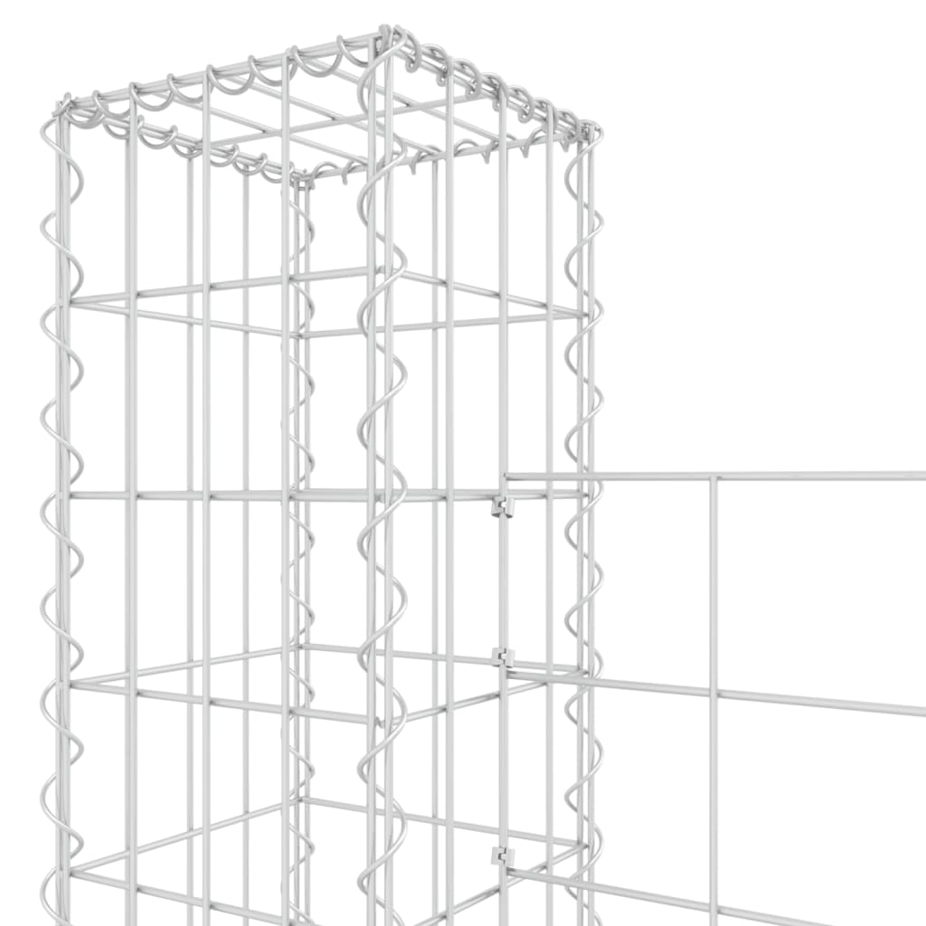 vidaXL Panier de gabion en forme de U avec 8 poteaux Fer 860x20x200 cm