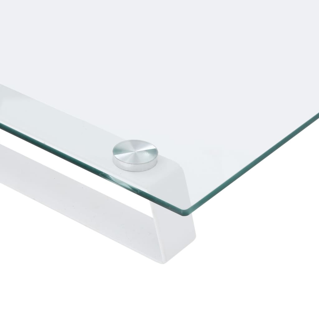 vidaXL Support de moniteur blanc 40x20x8 cm verre trempé et métal