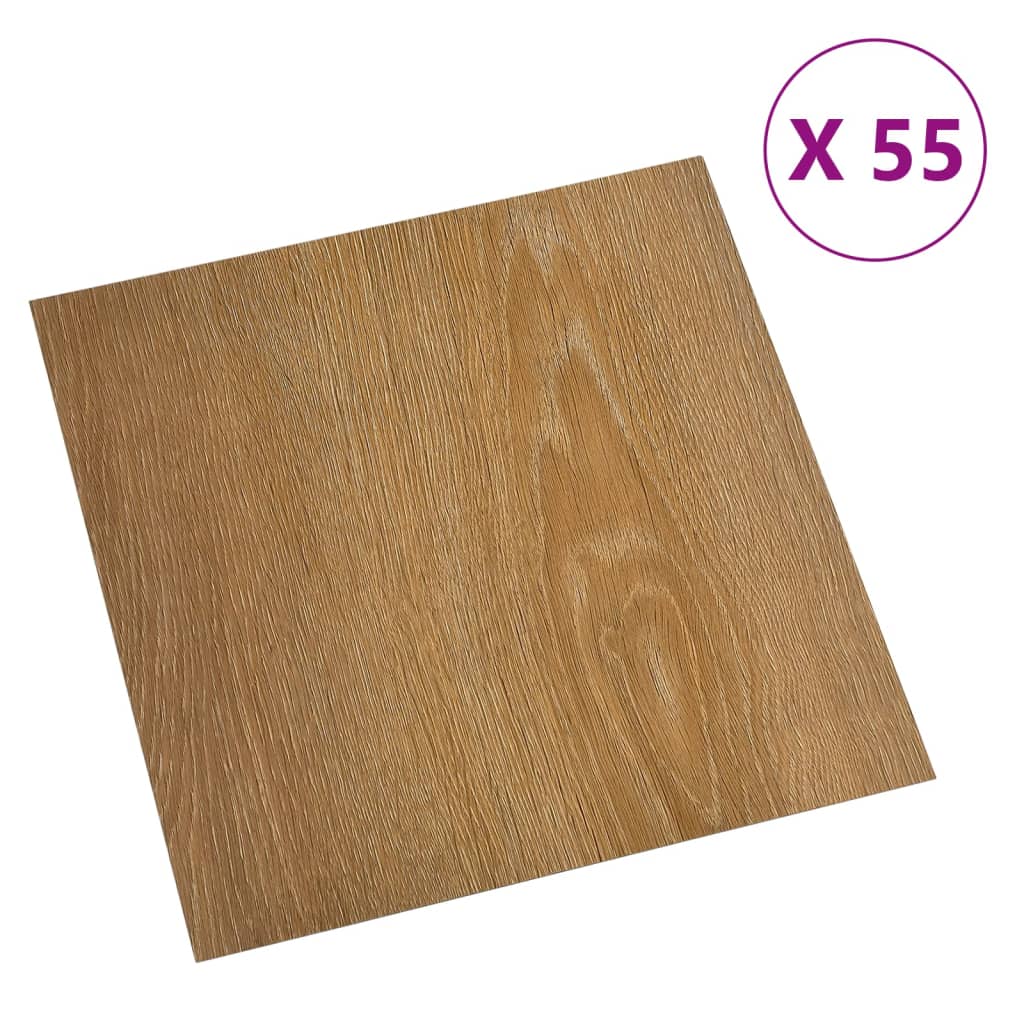 vidaXL Dalles de plancher autoadhésives 55 pcs PVC 5,11 m² marron