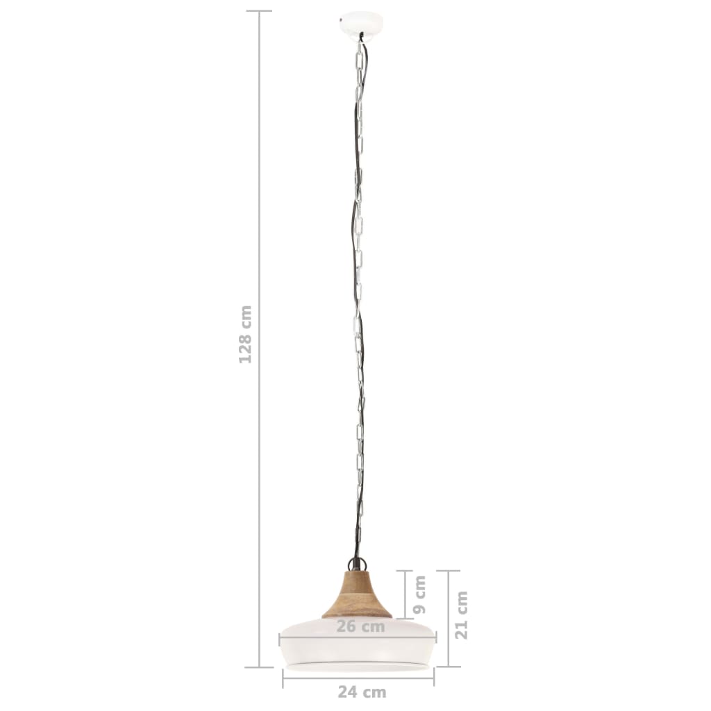 vidaXL Lampe suspendue industrielle Blanc Fer et bois solide 26 cm E27