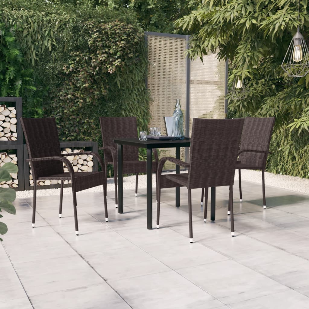 vidaXL Ensemble à manger de jardin 5 pcs Marron et noir