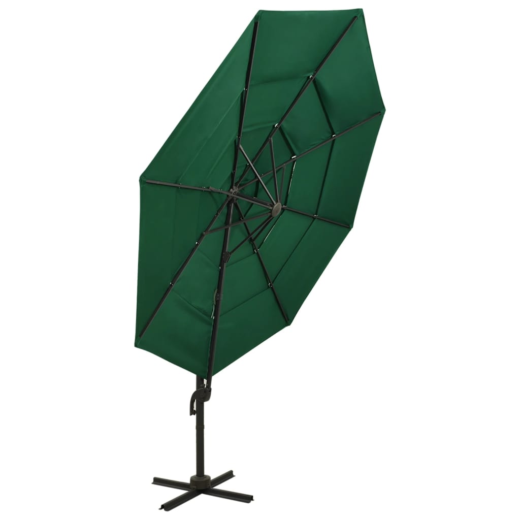 vidaXL Parasol de jardin à 4 niveaux avec mât en aluminium vert 3x3 m