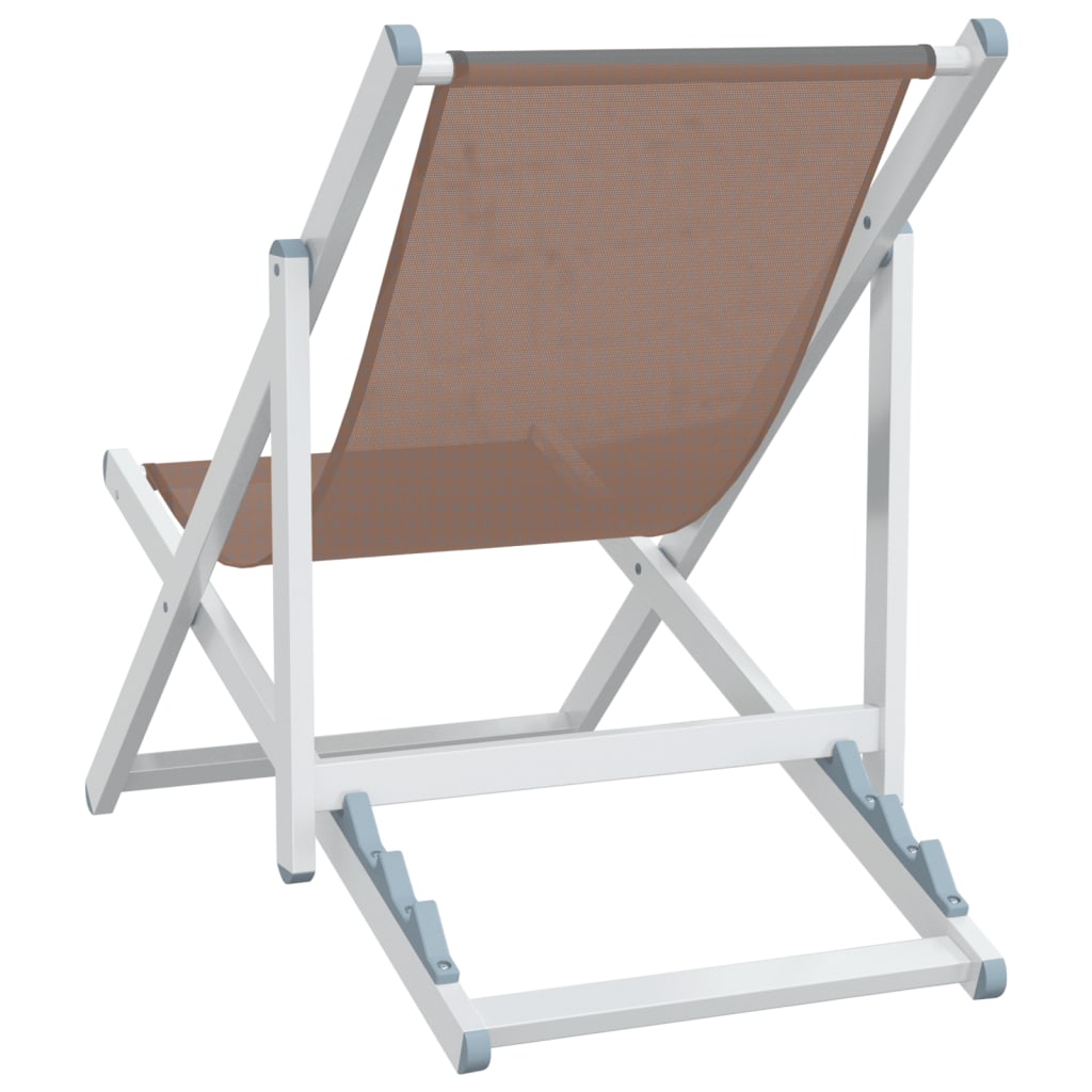 vidaXL Chaises de plage pliantes lot de 2 marron aluminium textilène