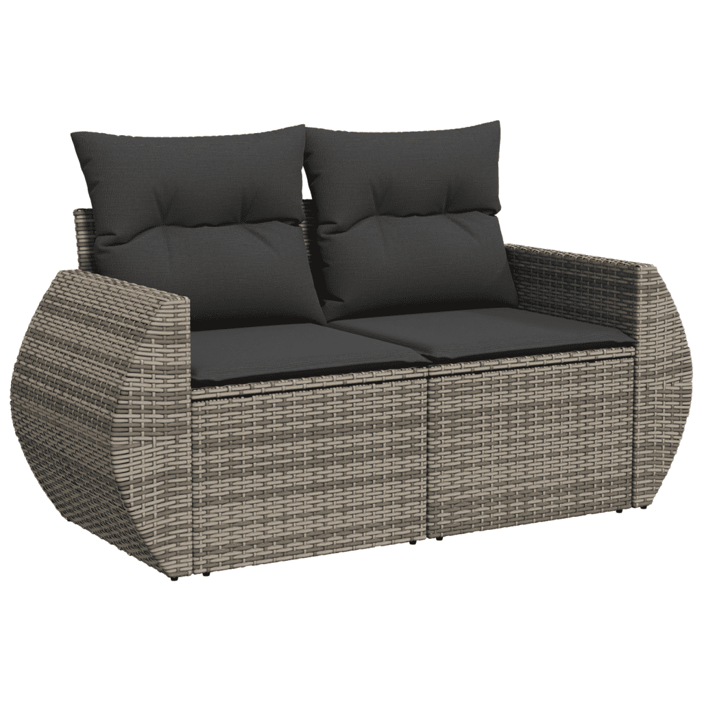 vidaXL Salon de jardin 6 pcs avec coussins gris résine tressée