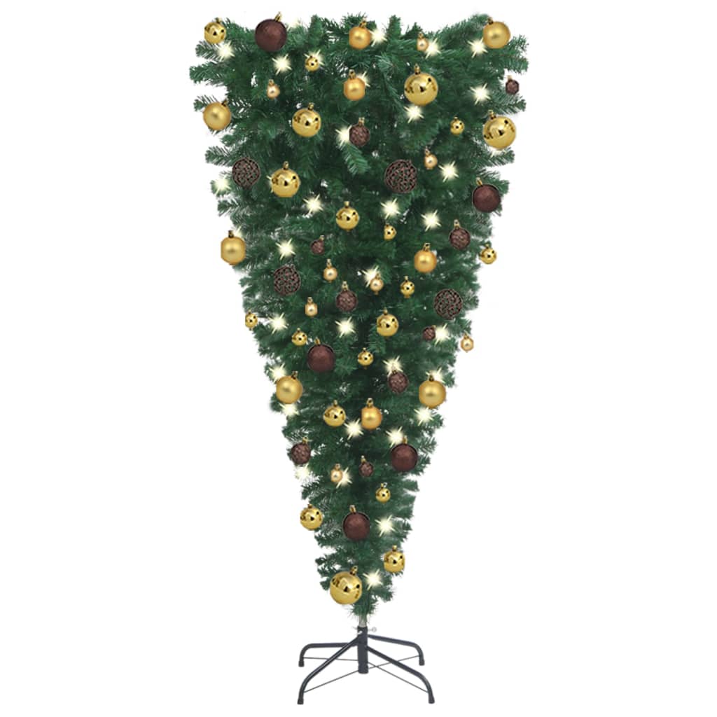 vidaXL Arbre de Noël artificiel renversé pré-éclairé et boules 120 cm