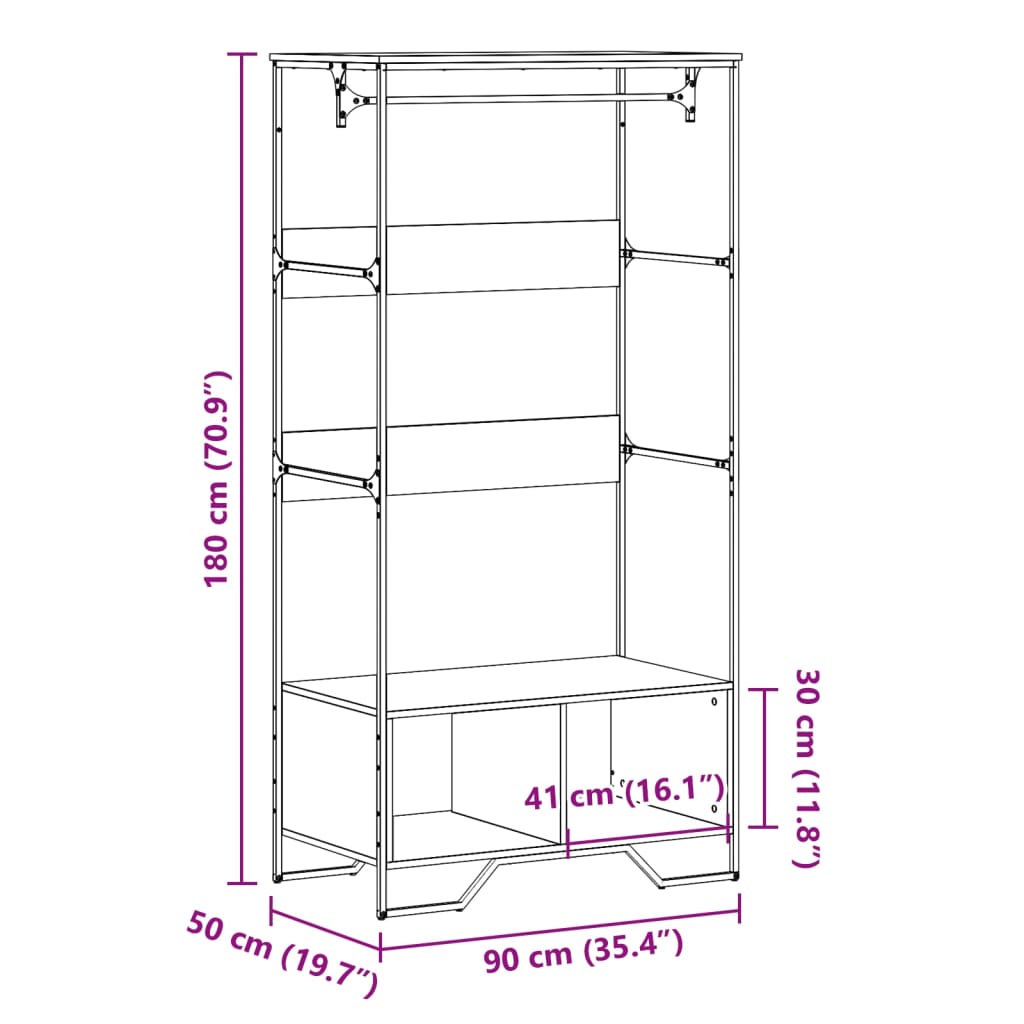 vidaXL Armoire chêne sonoma 90x50x180 cm bois d'ingénierie